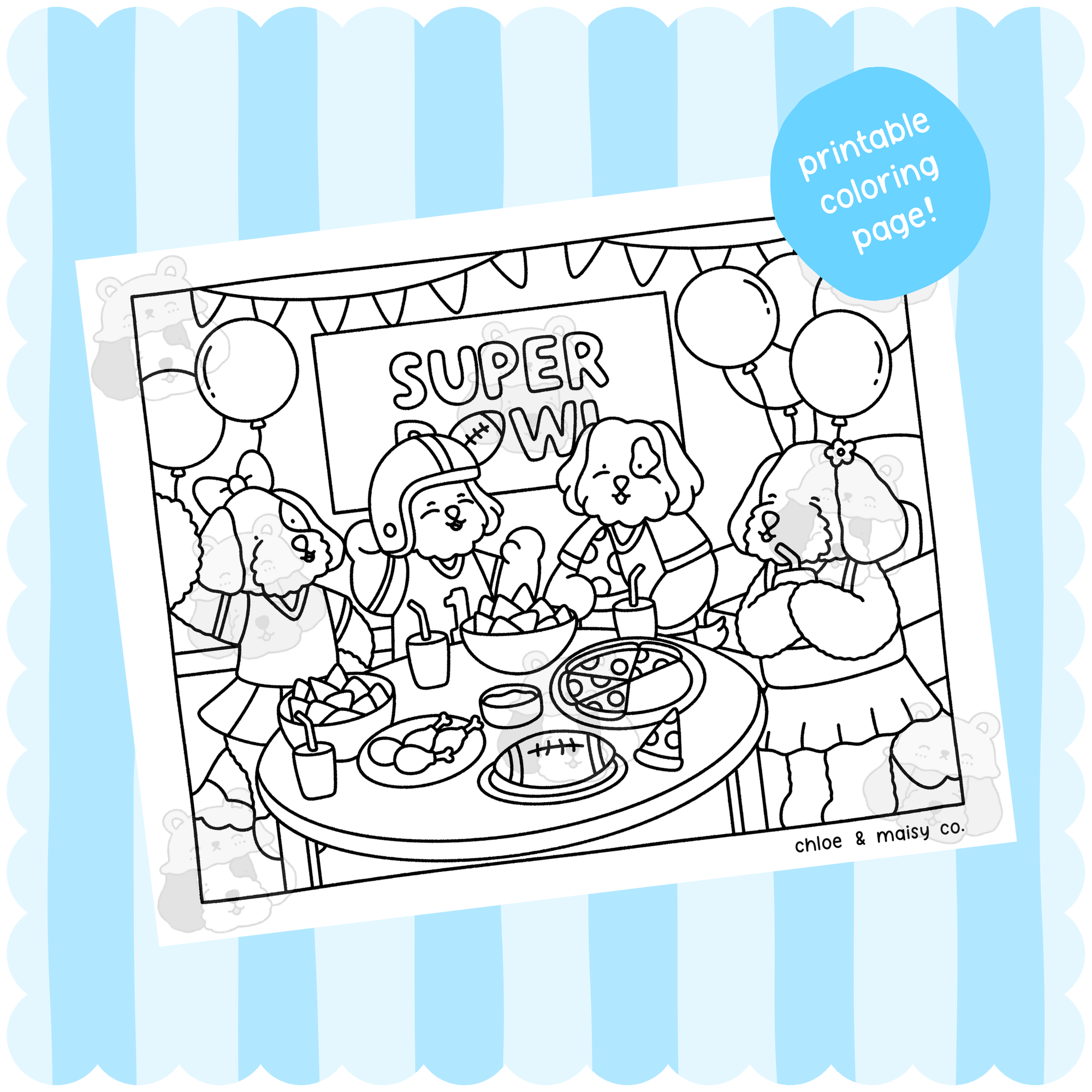 Super Bowl Party Coloring Page