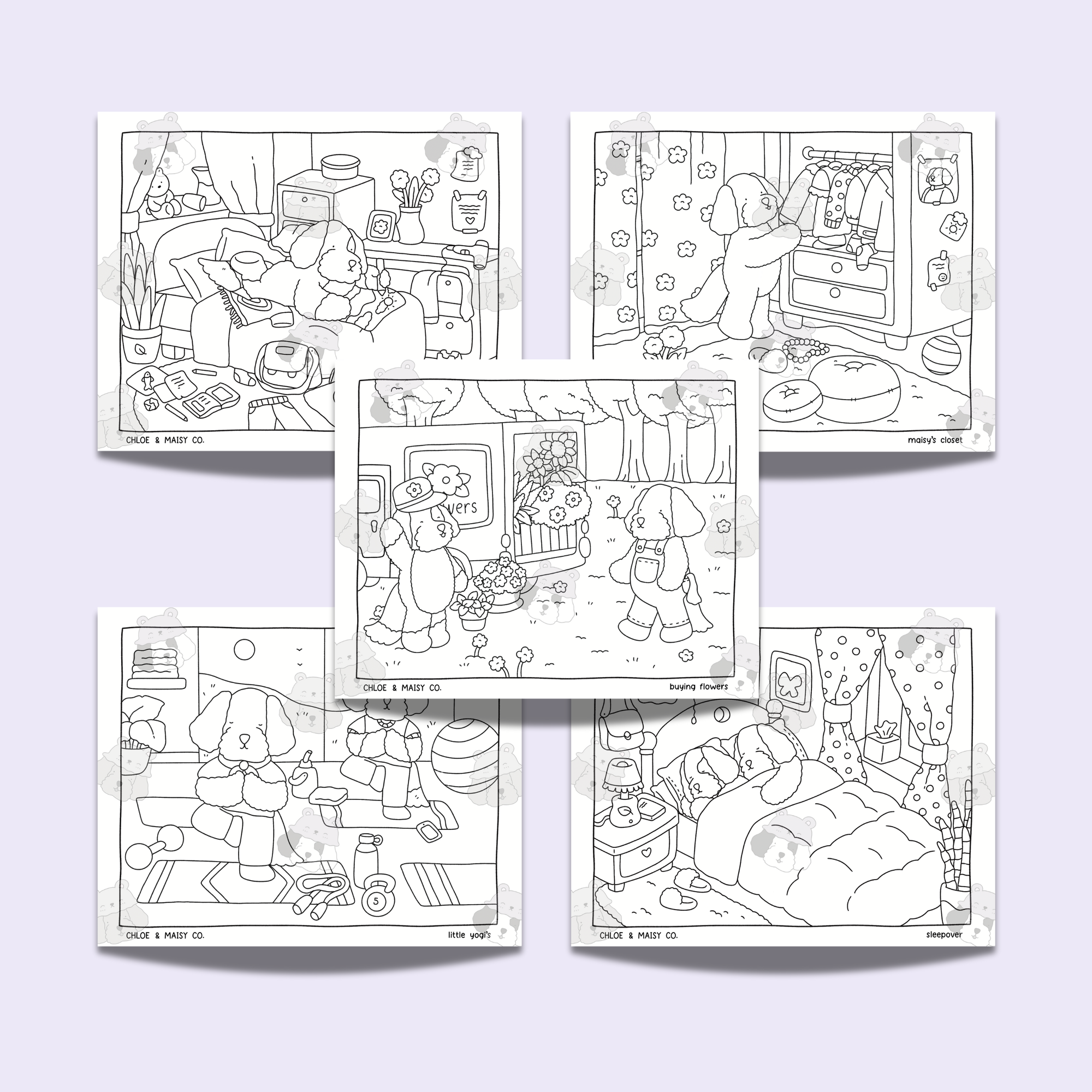 Digital Download - 5 Coloring Pages