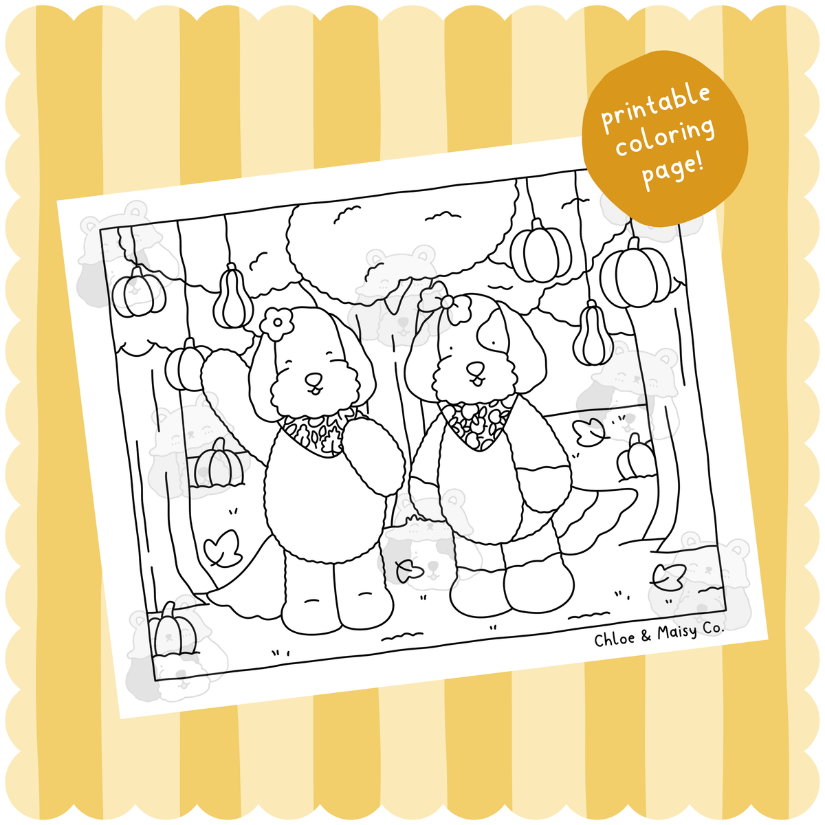 Printable Fall Coloring Page - Digital Download